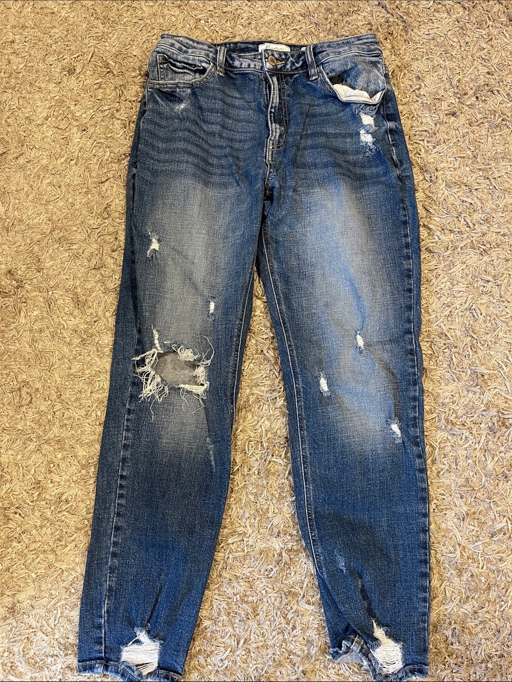 KanCan Distressed Dark Blue Boyfriend Jeans